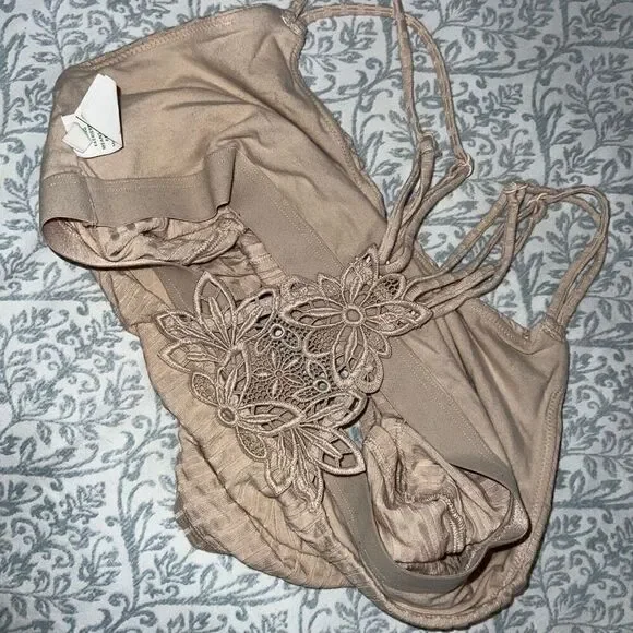 Aerie cropped tank top Bralette nude tan size M - Picture 6 of 6